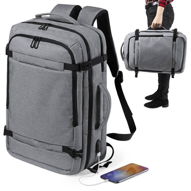 Denim Backpack met USB-aansluiting - Denderleeuw