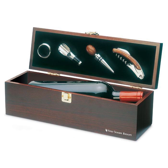 Houten Wijnset Cadeaubox - Diksmuide