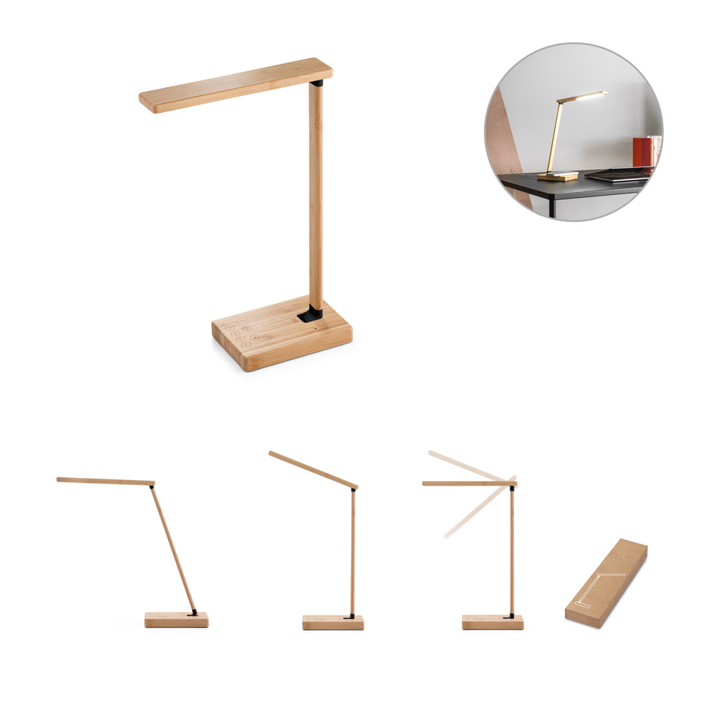 Bamboe Vouwbare Bureau Lamp met 15W Snellader - Peer