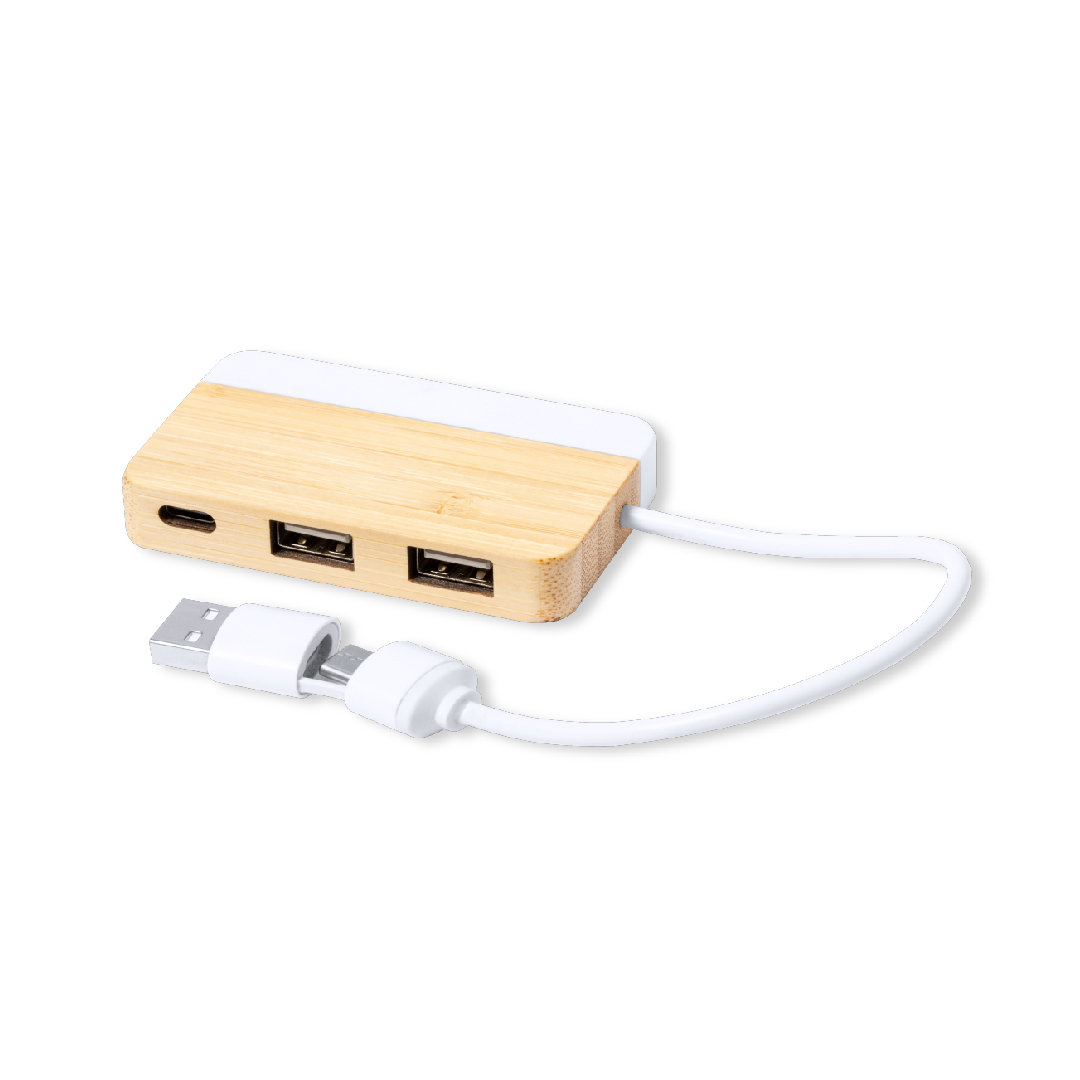 Bamboe USB Hub met Marmerinzet - Sint-Laureins - Zaprinta Belgique