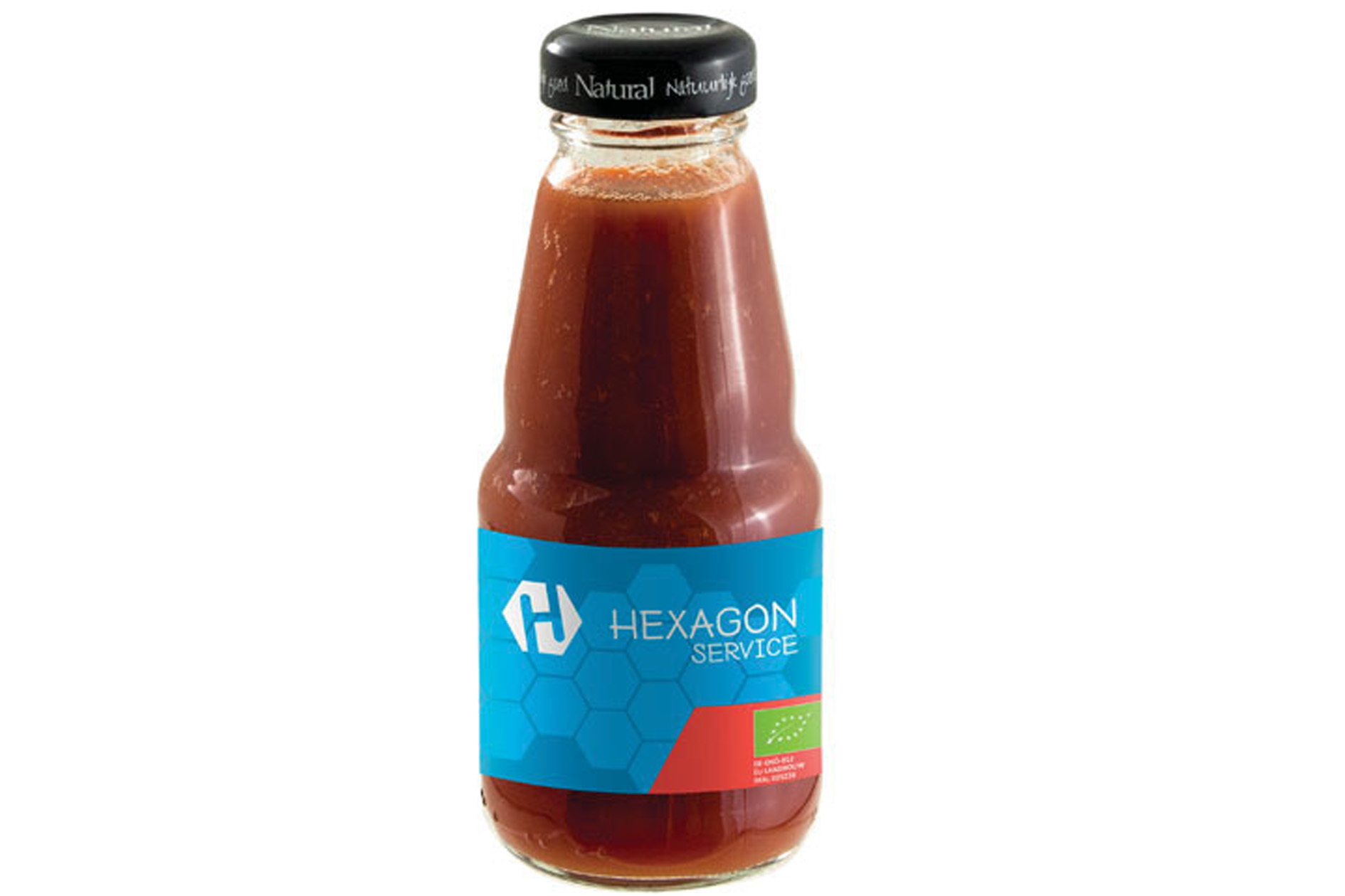 Bouteille en verre de jus de tomate de 200 ml avec bouchon noir - Lagnes - Zaprinta Belgique