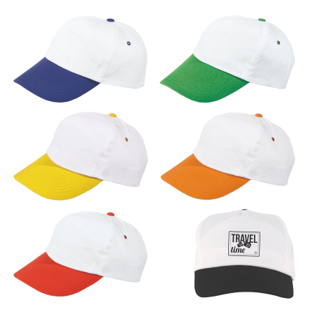 Casquette en coton à 5 panneaux Peak colorée avec sangle en velcro - Le Theil-en-Auge