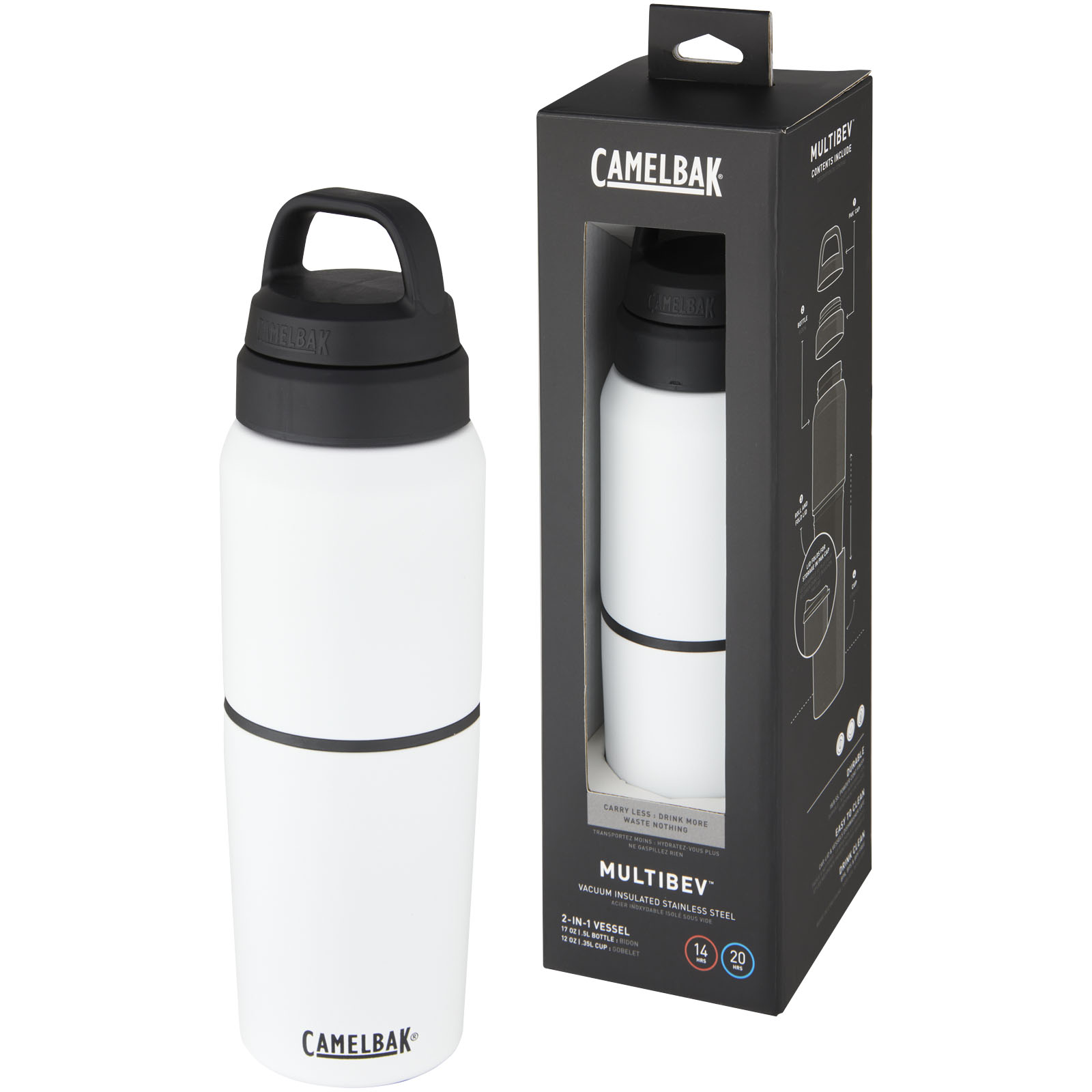 Bouteille MultiBev de 500 ml en acier inoxydable à isolation sous vide et gobelet de 350 ml - Blanc (Camelbak) 