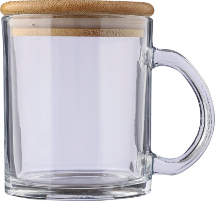 Mug en verre recyclé 300ml avec couvercle en bambou - Maubeuge