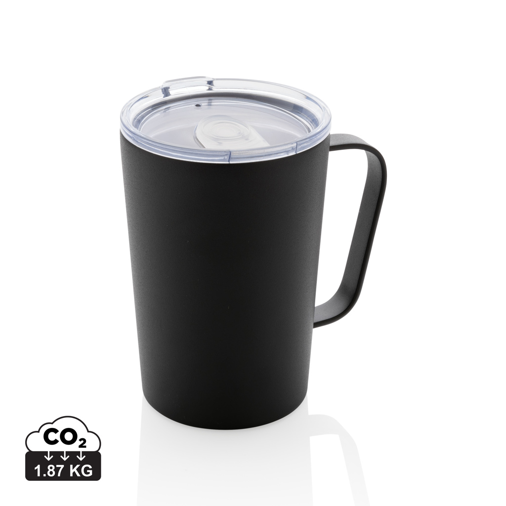 Tasse moderne en acier inoxydable recyclé RCS avec couvercle 420ml - Zaprinta Belgique