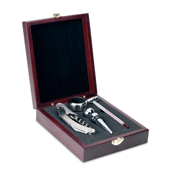 Set à vin dans un luxueux coffret en bois personnalisable