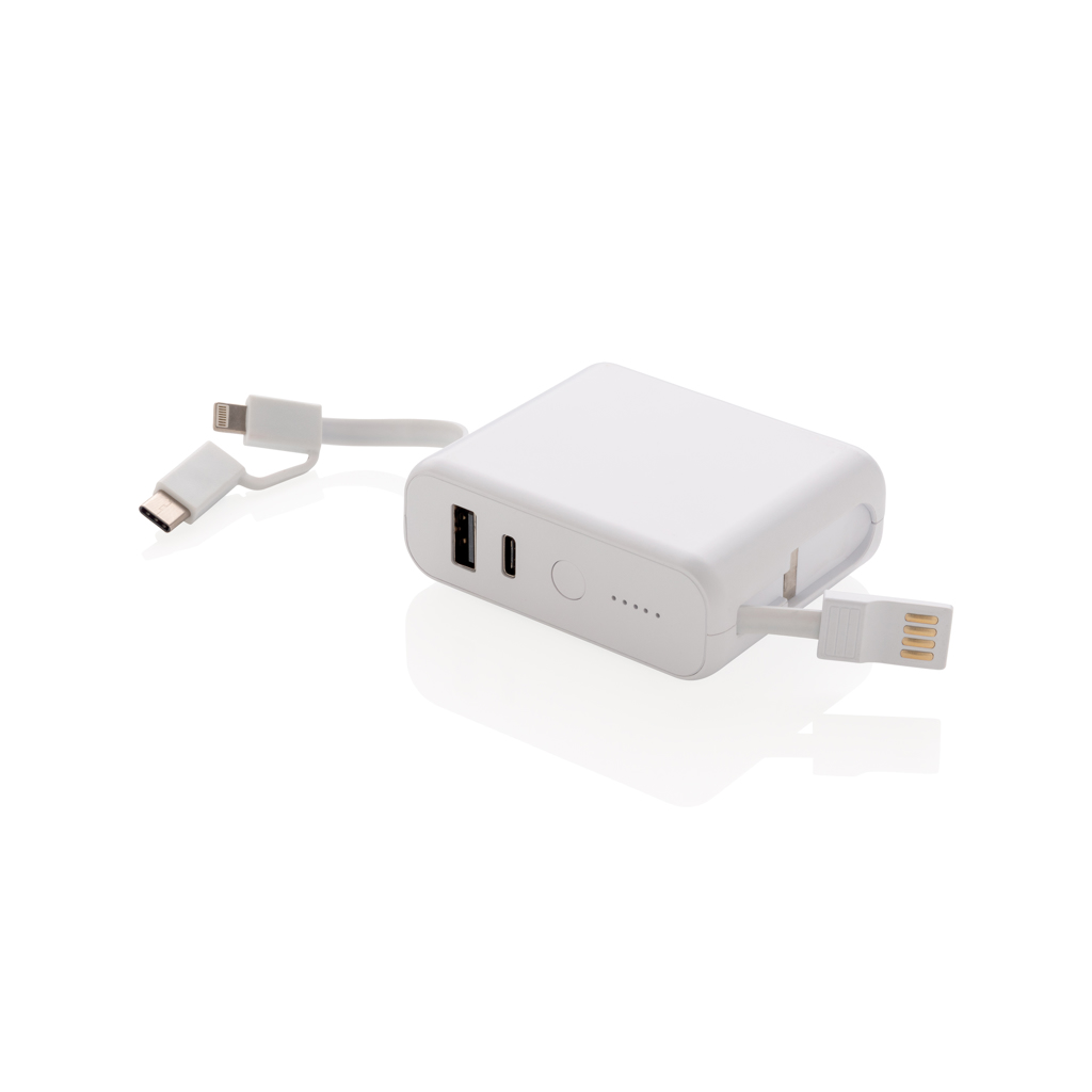 Draadloze Powerbank 5.000 mAh met 3-in-1 Kabel - Merksplas