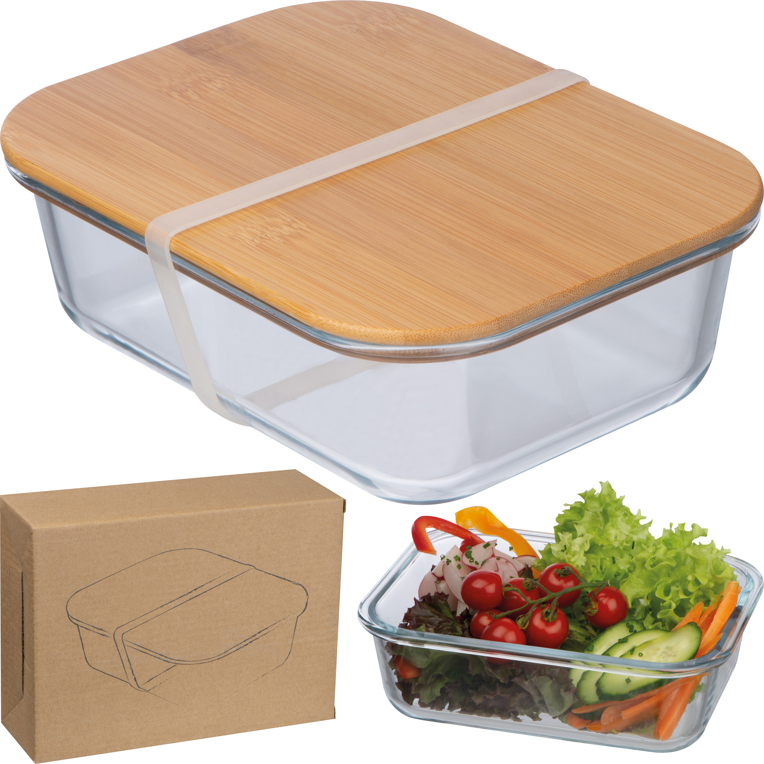 Glazen lunchbox met bamboe deksel - Sint-Denijs-Boekel