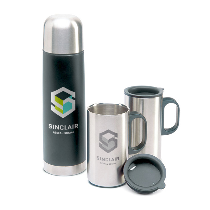 Thermos personnalisé inox 500 ml avec 2 tasses 220 ml - Châtillon