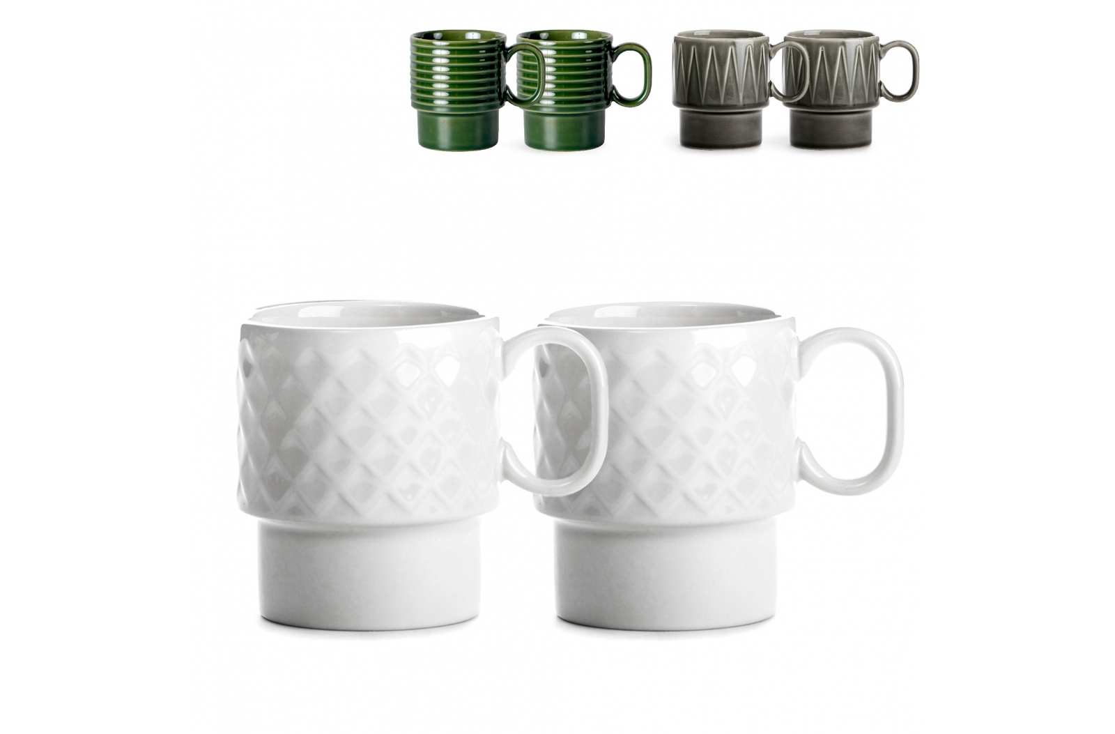 Retro stijl koffie mokken set - De Panne