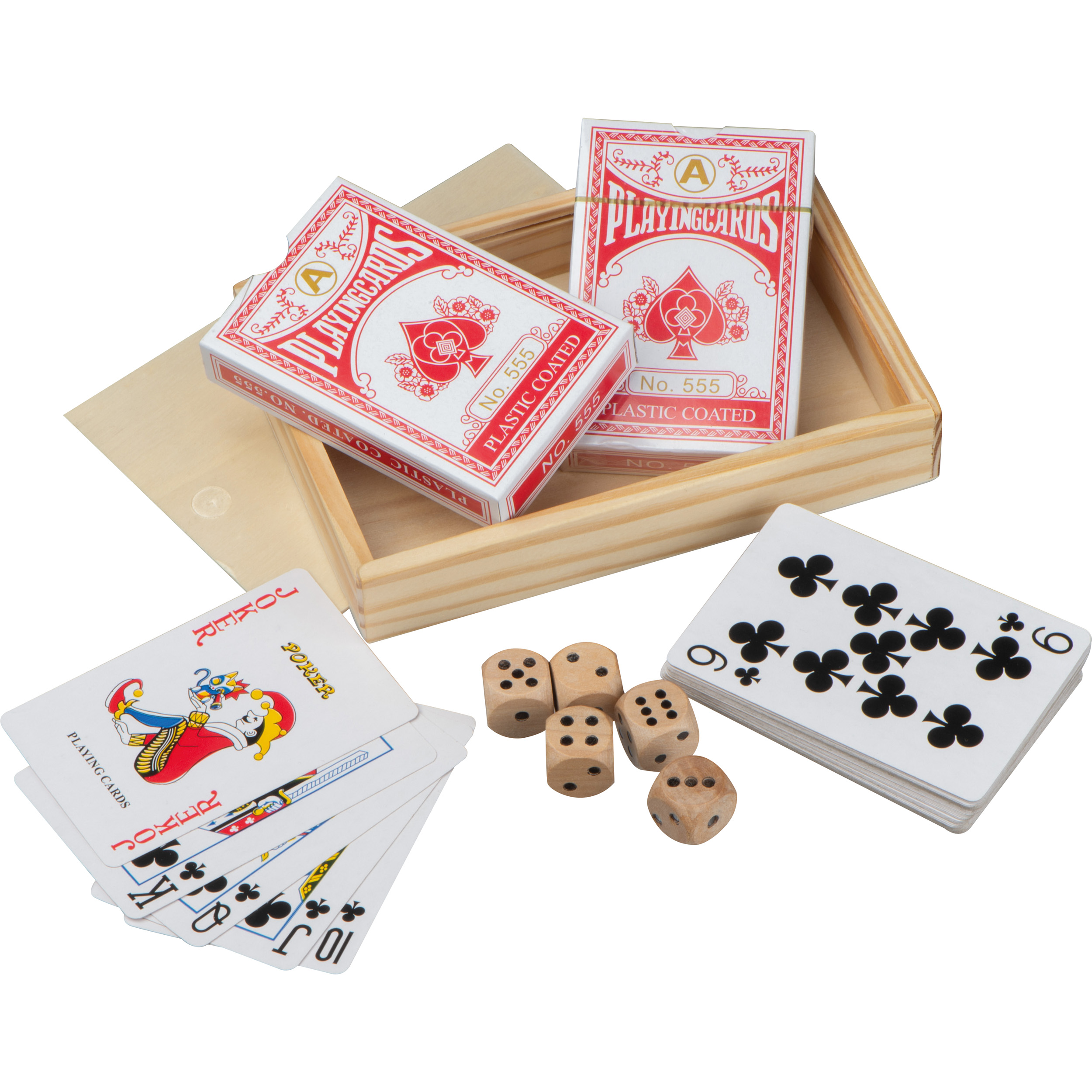 Jeu de cartes en boîte en bois avec dés - Saint-Gilles-Croix-de-Vie