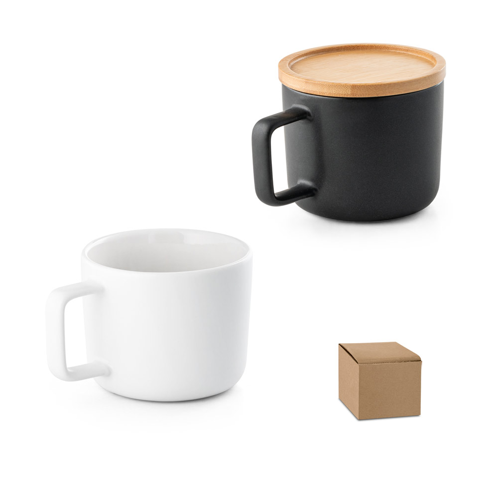 Mug en céramique avec couvercle et base en bambou 220ml - Rochefort - Zaprinta Belgique