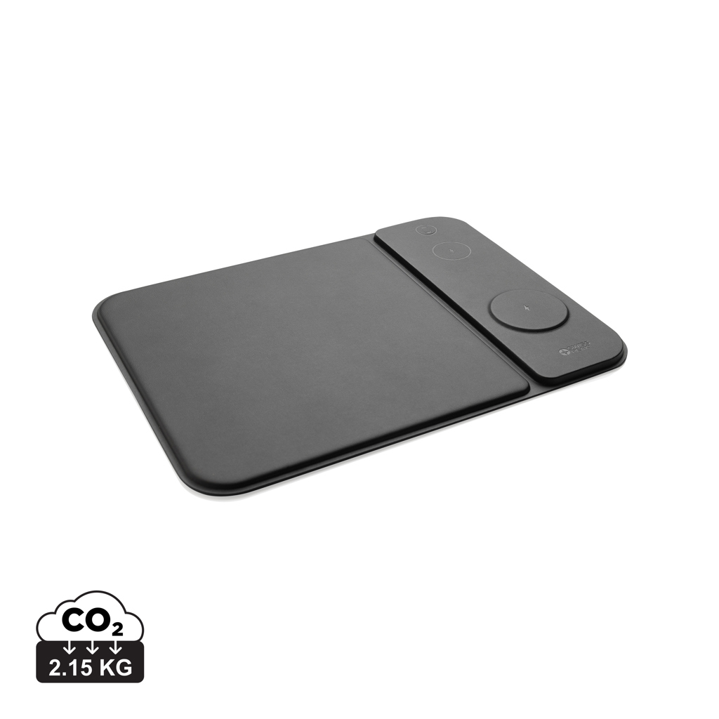 Tapis de souris chargeur 15W 3 en 1 en PU RCS Swiss peak - Zaprinta Belgique