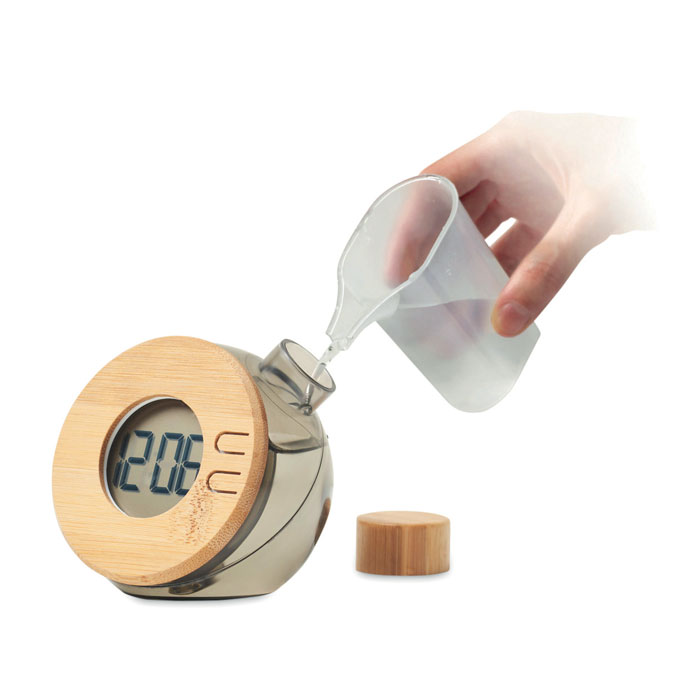 Horloge LCD EcoBamboo alimentée à l'eau - Buellas