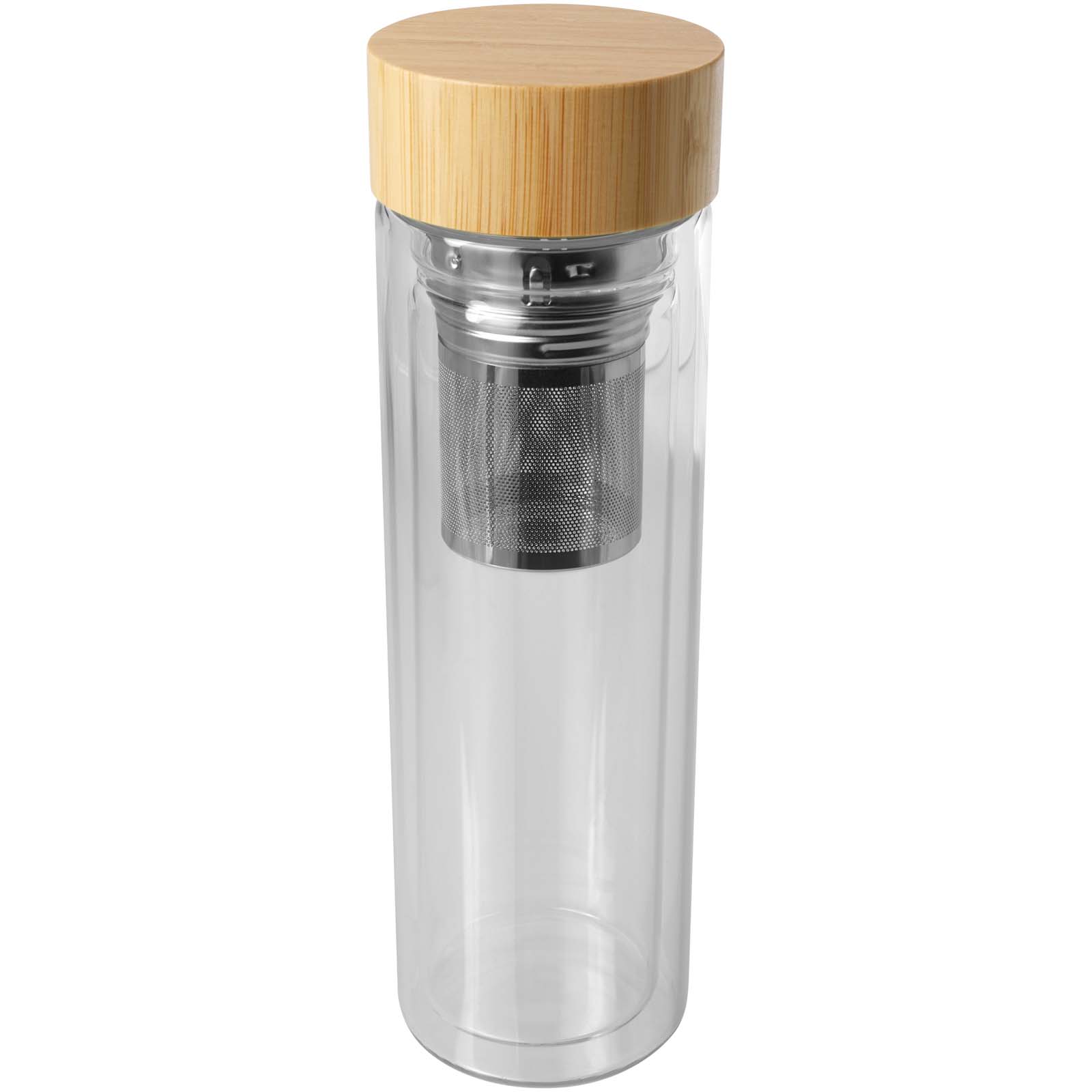 Bouteille à infusion Bailey en verre borosilicate de 400 ml avec couvercle en bambou - Zaprinta Belgique