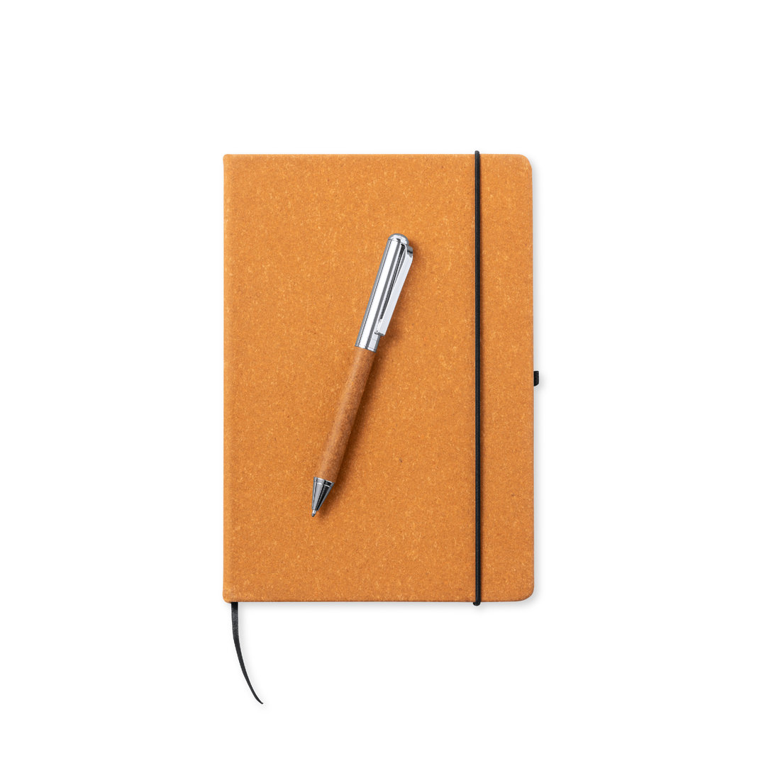 Set de bloc-notes en cuir recyclé et stylo à bille