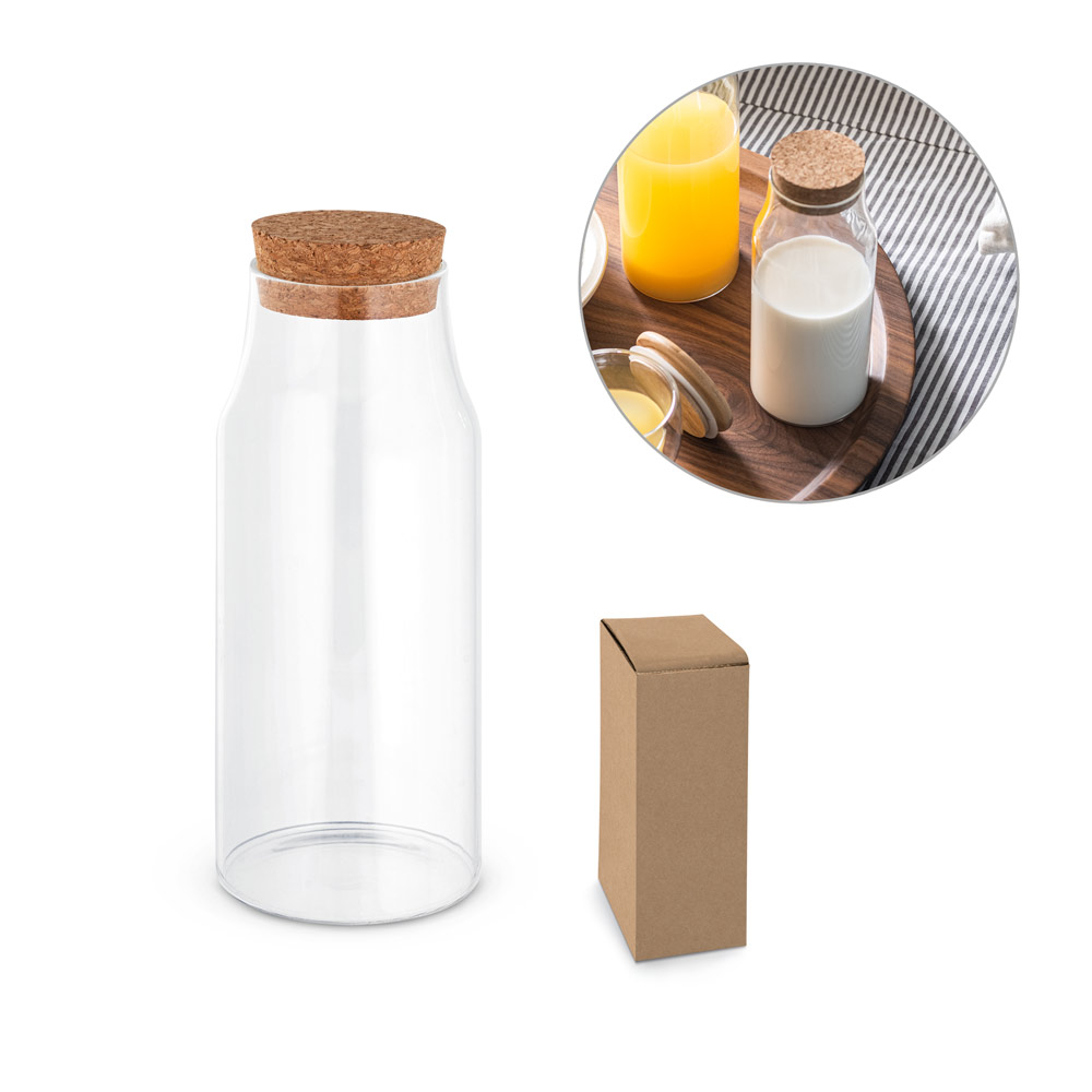 Borosilicate Glazen Fles met Kurkdeksel 800 mL - Wevelgem