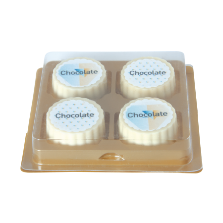 Witte Chocolade Logo Bonbon met Hazelnoot Praliné - Sint-Laureins