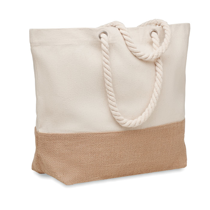 Canvas strandtas met jute detail - Zedelgem