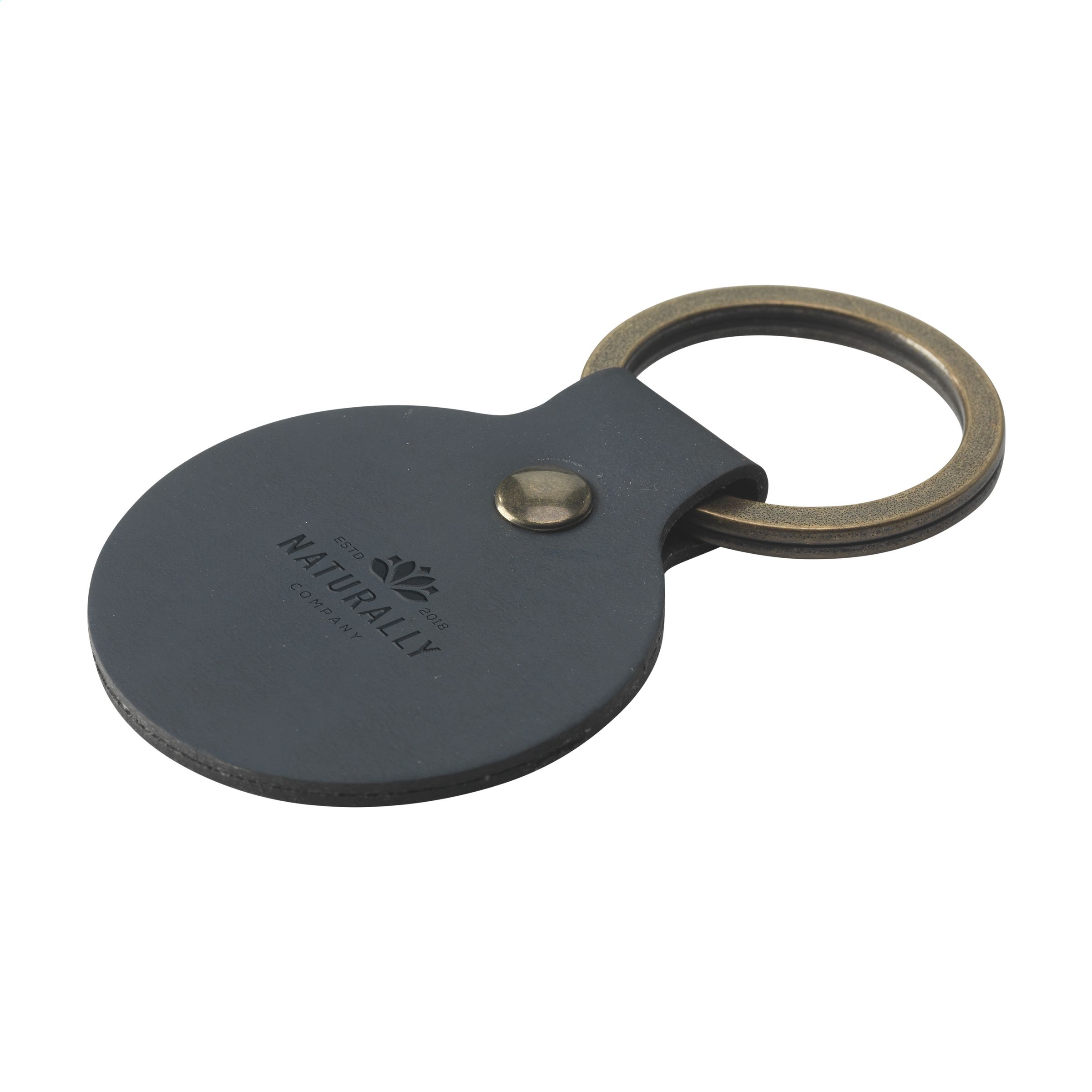 Recycled Leather Keyring Round  porte-clés