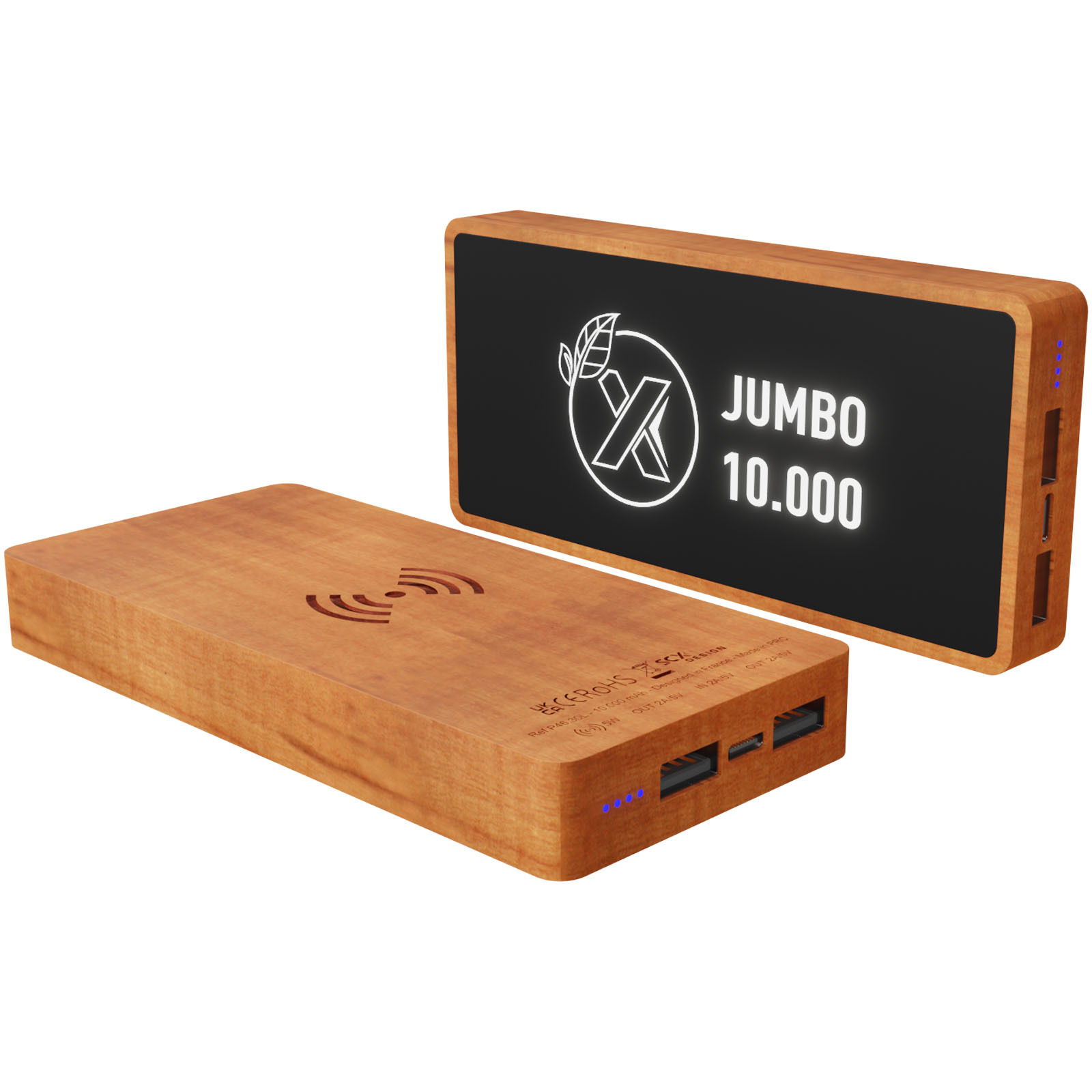 Houten Draadloze Oplaadbare Powerbank 10.000 mAh - Hoelbeek