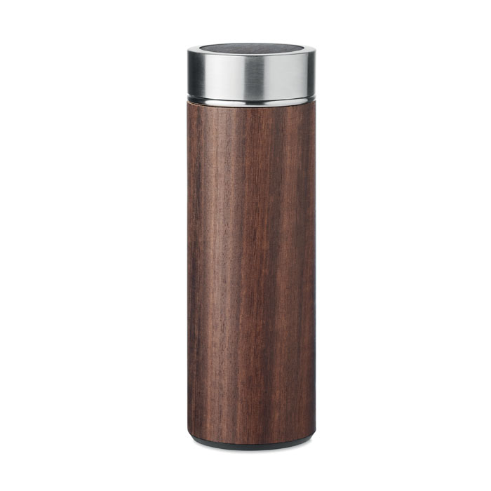 Thermos en acier inoxydable à double paroi avec couvercle en bois de chêne et infuseur à thé - Livet-et-Gavet - Zaprinta Belgique