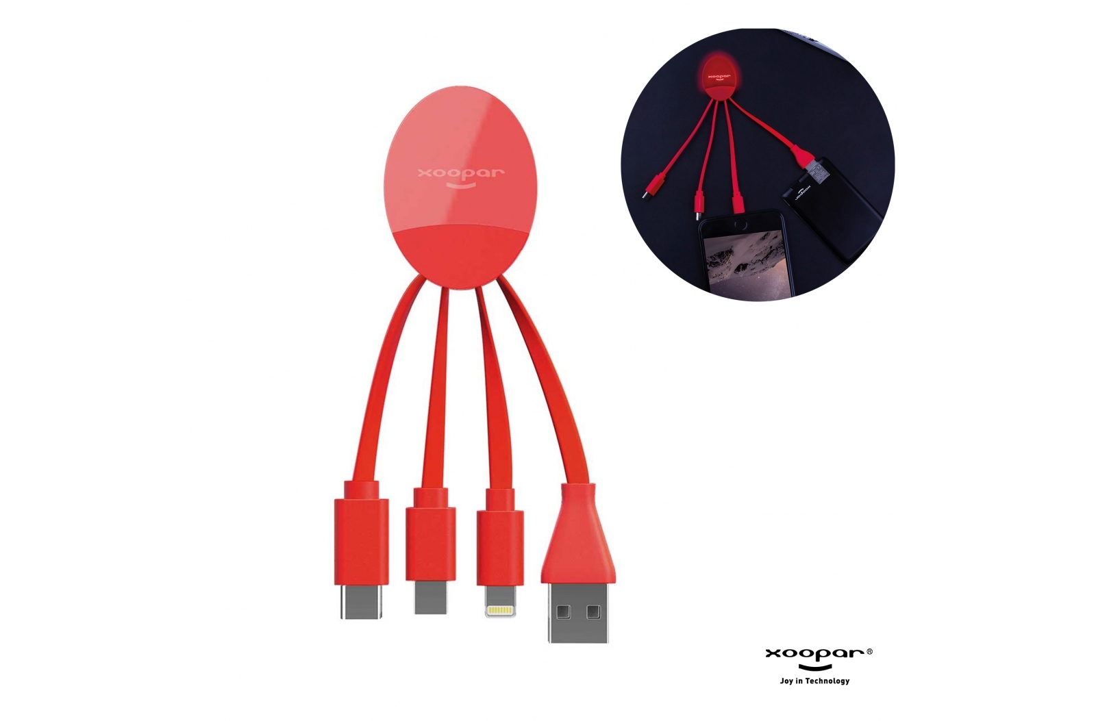 Verlichtende Multi-Connector Oplaadkabel - Kortenberg