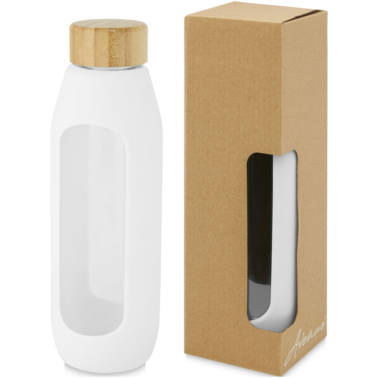 Bouteille de 600 ml en verre borosilicate avec grip en silicone