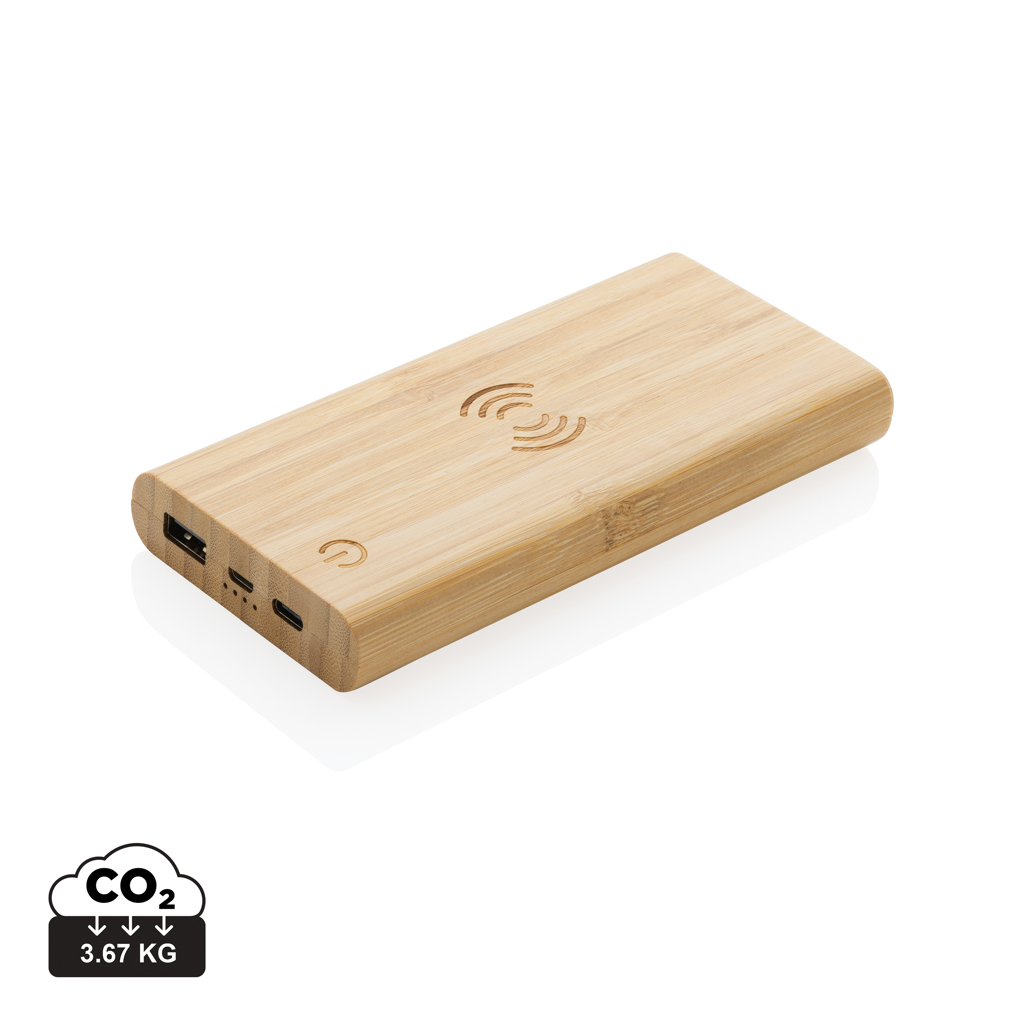 Powerbank 8000 mAh avec induction 5W en bambou certifié FSC®